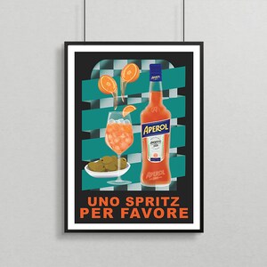 Uno Spritz Per Favore Limited Edition Art Print Aperol Poster Bar Cart Decor Cocktail Poster Fine Art Print image 1