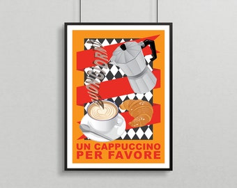 Coffee Poster - Limited Edition Print - Cappuccino Mug - Coffee Bar Decor - 3 Piece Wall Art - Only 250 Available