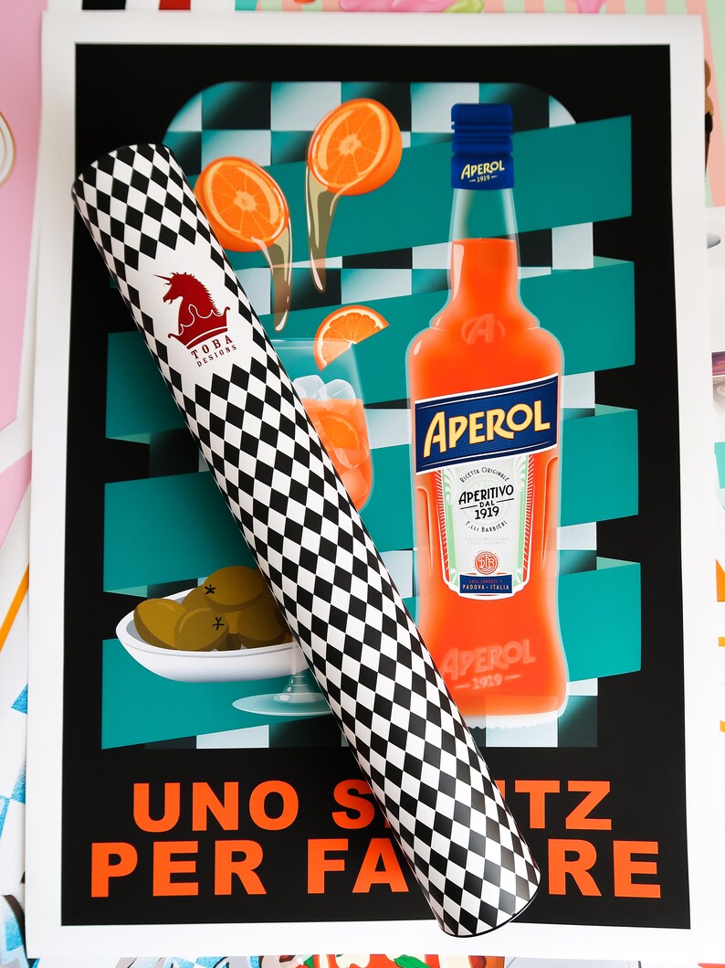 Uno Spritz Per Favore Limited Edition Art Print Aperol Poster Bar Cart Decor Cocktail Poster Fine Art Print image 6