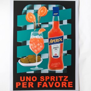 Uno Spritz Per Favore Limited Edition Art Print Aperol Poster Bar Cart Decor Cocktail Poster Fine Art Print image 8