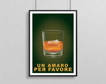 Liquor Poster - Amaro -  Limited Edition Print - Kitchen Counter Tops - Bar Cart Prints - Bar Cart Accessories -  Only 250 Available