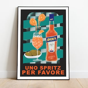 Uno Spritz Per Favore Limited Edition Art Print Aperol Poster Bar Cart Decor Cocktail Poster Fine Art Print image 3