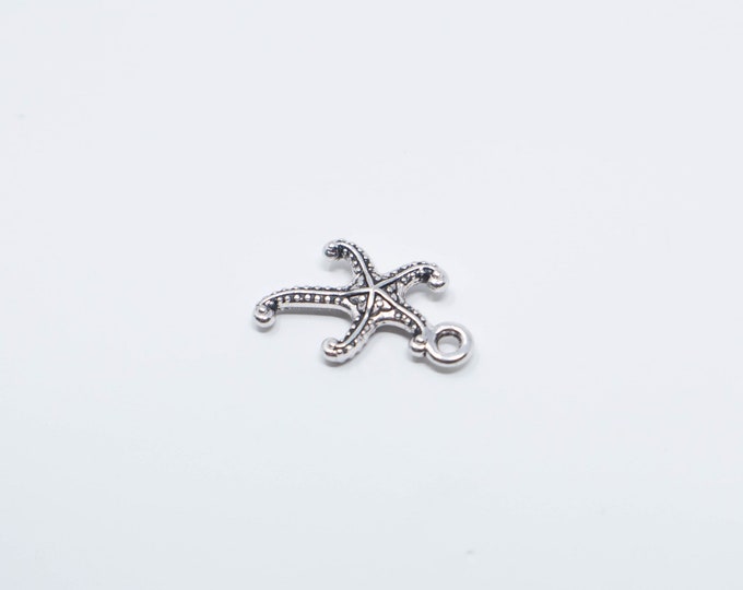 charm for earrings Ocean Charms Antique Silver Tone Charm zipper charms key ring charm 10ct Starfish charm Charm for jewelry making