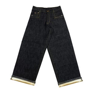Black Raw Denim Japanese 14oz Selvedge - Baggy Wide-leg