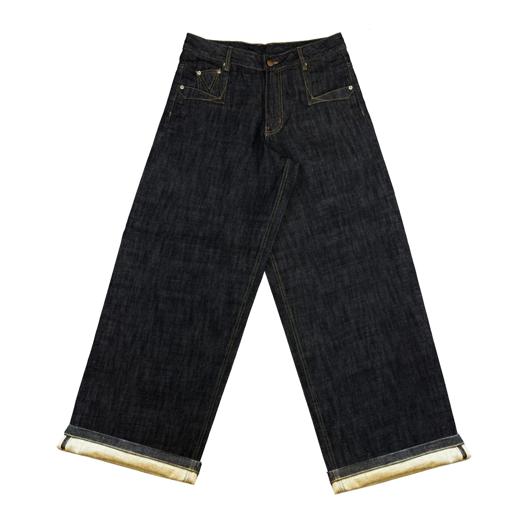 【SATIIIZ】Lett Raw Denim Pants Satoshi Nakamoto - Reconstructed Denim Raw Pants in Blue – SVRN