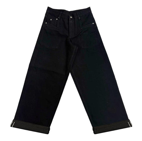 【BAON】Toisya Bijo Wide Raw Denim Pants Black Raw Denim Japanese 14oz Selvedge - Baggy Wide-leg