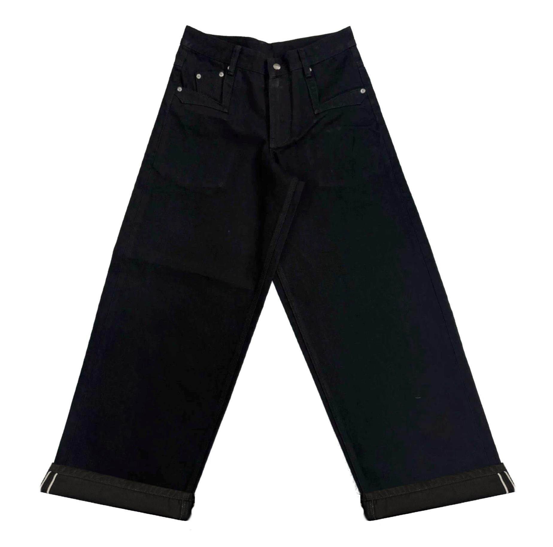 Black Raw Denim Japanese 14oz Selvedge - Baggy Wide-leg
