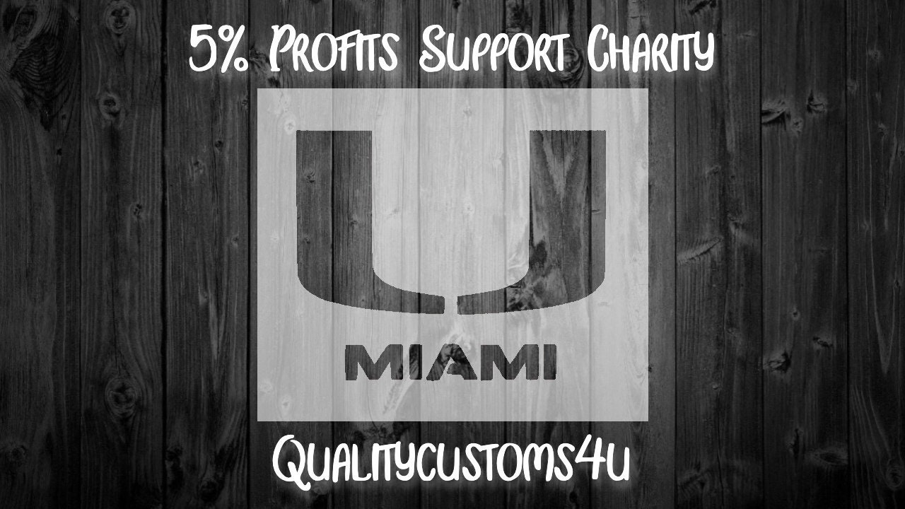 Miami Hurricanes College Logo Stencil,Reusable Plastic or Vinyl *FAST SHIPPING* Multiple Sizes*5% Profits Support Charity*
