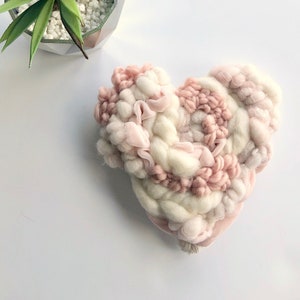 Soft Pink Woven Heart-Shaped Wall Hanging