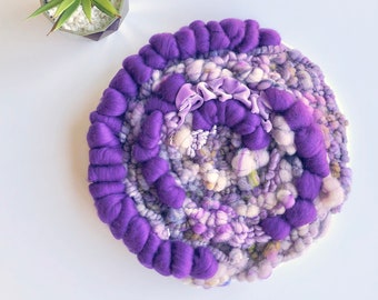 Amethyst Crystal 12-Inch Round Woven Wall Hanging