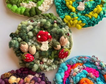 Fungal Fantasy 10-Inch Round Woven Wall Hanging Collection