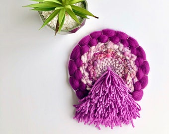 Purple Peak 7-Inch Round Woven Wall Hanging