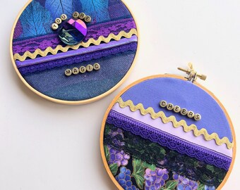 Purple 5-Inch Multimedia Fabric Collage Hoop Collection