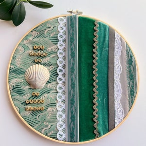 The Ocean is my Happy Place 10-Inch Multimedia Fabric Collage Hoop
