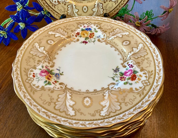 Cauldon Tiffany China Pattern T-1622 Set(8) Gilt and Floral