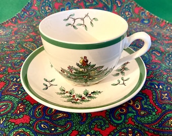 Spode Christmas Tree Pattern Tea Cup and Saucer(s) Made in England