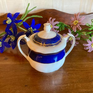 Wedgwood &quot;Crown Sapphire&quot; Bone China Sugar Bowl&Lid, Free Shipping