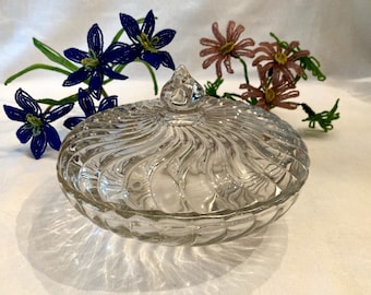 Fostoria Crystal Colony Pattern Round Candy Box with Lid  Free Shipping
