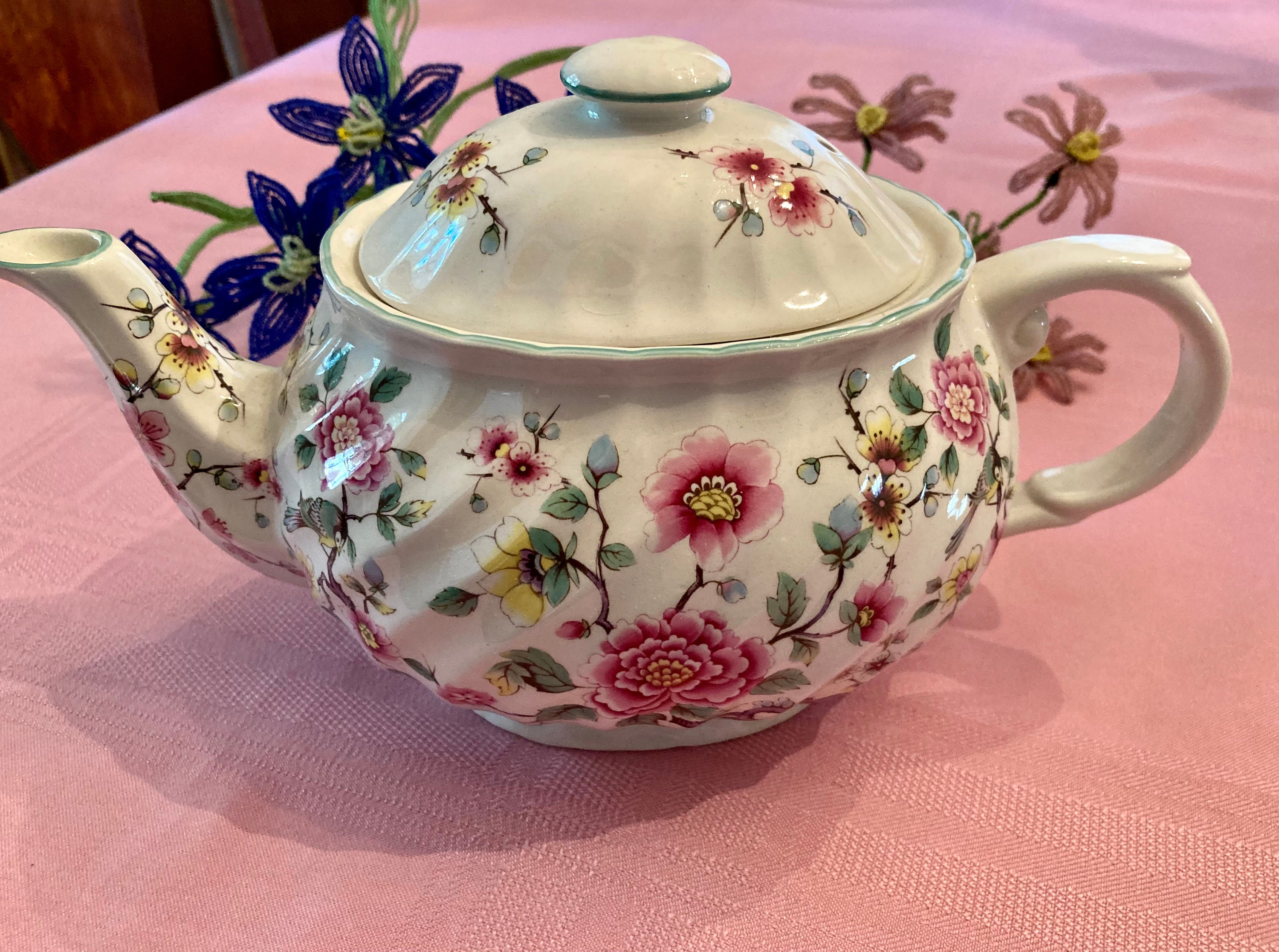 Strawberry Teapot Large Berries Butterflies James Kent Old Foley