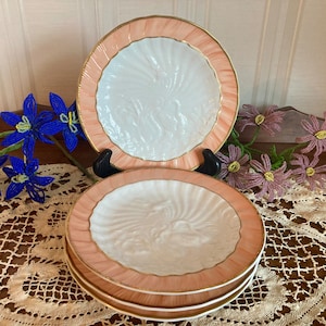 Set(4) Mottahedeh SALMON SWAN 6 3/4&quot; Bread Plates