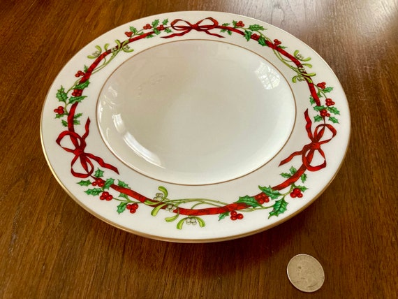 Royal Worcester Holly Ribbons Bone China Soup Bowl - Etsy