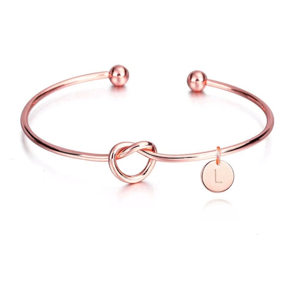 Rose Gold Jewelry, Rose Gold Bracelet, Rose Gold Bangle, Rose Gold Initial Bracelet, Personalized Rose Gold Jewelry, Personalized Bracelet