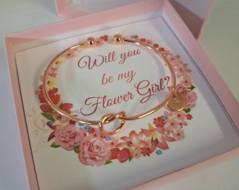 Voorstel bloemenmeisje, eerste armband, armband bloemenmeisje, aangepaste armband, strik armband, bloemenmeisje cadeau, bruidscadeaus
