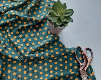 Green Polka Dot Floral Print Viscose Fabric Dress Blouse Skirt Abaya Sewing Craft Material