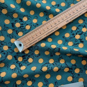 Vert Polka Dot Floral Print Viscose Tissu Robe Chemisier Jupe Abaya Couture Artisanat Matériel image 3