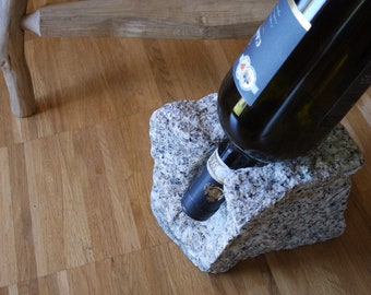 Einzigartiger seltener Granit Weinflaschenhalter Steinweinflaschenhalter