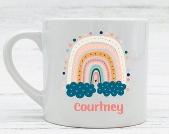 Rainbow Kids Personalized Mug- Children Mug- Name Custom Gift - Rainbow Mug - Small Personalized Mug  - Favor Mug