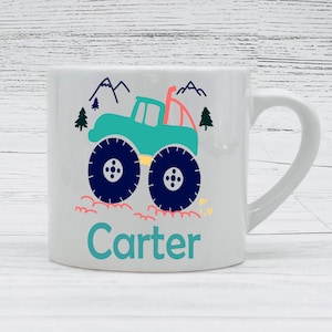 Car Kids Personalized Mug- Children Mug- Name Custom Car Mug- Dino Mug - Small Personalized Mug  - Favor Mugs 6 oz