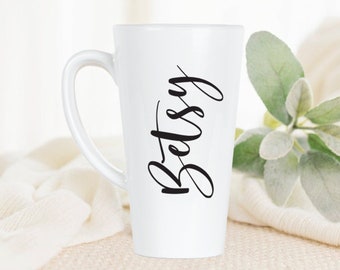 Personalized Latte Mug- Tall Mug- Custom- Name- Coffee Mug- Tea Mug- Gift- Party Favor- Birthday Gift- Bridesmaid Gift- Dessert Cup Mug