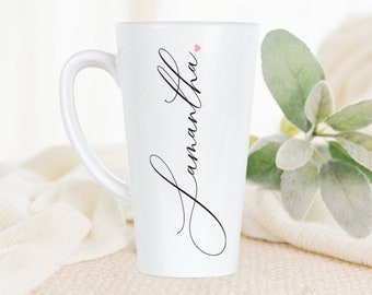 Personalized Latte Mug- Tall Mug- Custom- Name- Coffee Mug- Tea Mug- Gift-  Party Favor- Birthday Gift- Bridesmaid Gift- Dessert Cup Mug