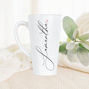 Personalized Latte Mug- Tall Mug- Custom- Name- Coffee Mug- Tea Mug- Gift- Party Favor- Birthday Gift- Bridesmaid Gift- Dessert Cup Mug