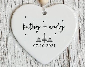 Couple Custom Text Decoration Heart | Ceramic Ornament Tag | Ornament | Home Decoration | Christmas Loving  Gift