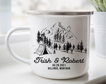 Camping Mug -Gift Campers Campfire Mug, personalized Glamping Mug Wedding Camper Mug