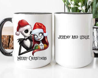 Fun Nightmare Before Christmas, Hot Chocolate Mug- Name Custom Gift - Holiday Mug -  Personalized Gifts For Family All Occasions