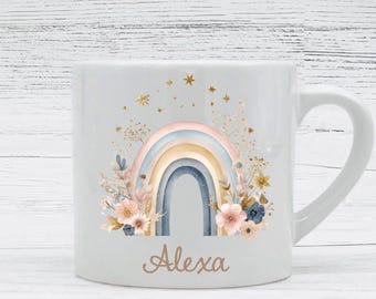 Rainbow Kids Personalized Mug- Children Mug- Name Custom Gift - Rainbow Mug - Small Personalized Mug  - Favor Mug
