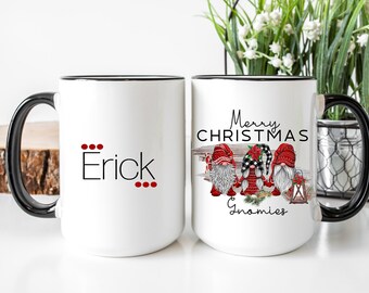 Christmas Mug, Gnomes Personalized Mug- Brother Gnome Mug- Name Custom Gift - Male Mug - Friend Personalized Gifts All Occasions