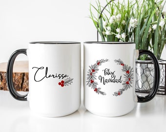 Feliz Navidad Mug, Hot Chocolate Mug- Family Coffee Mug- Name Custom Gift - Navidad -  Personalized Gifts For Family All Occasions