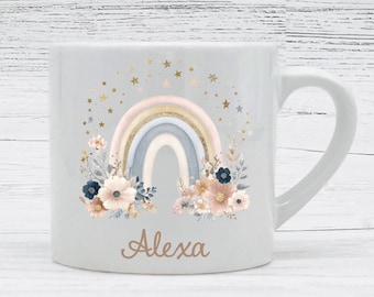 Rainbow Kids Personalized Mug- Children Mug- Name Custom Gift - Rainbow Mug - Small Personalized Mug  - Favor Mug