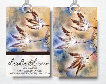 Personal luggage Tag, Feather Luggage Tag, Feather Pink Luggage Tag, Personalized Gift, Gifts For Traveler, Elegant Bag Tag