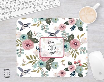 Mouse Pad Floral Mouse Pad Floral Mouse Pad Office Mouse Pad Personalized Mouse Pad Desk Accessories Mouse Pad Round Mouse Pad Pink Floral