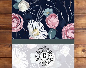 Personal luggage Tag, Pink Flower Luggage Tag, Black and Pink Luggage Tag, Personalized Gift, Gifts For Traveler, Elegant Bag Tag
