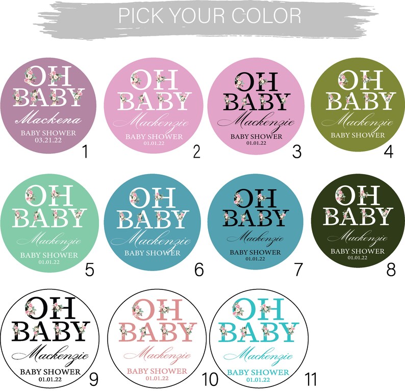 Set of 12, Baby Shower Oh Baby Personalized Favor Stickers with Silver Candle Tins, Baby Shower Candle Favors, Baby Shower Favors image 6