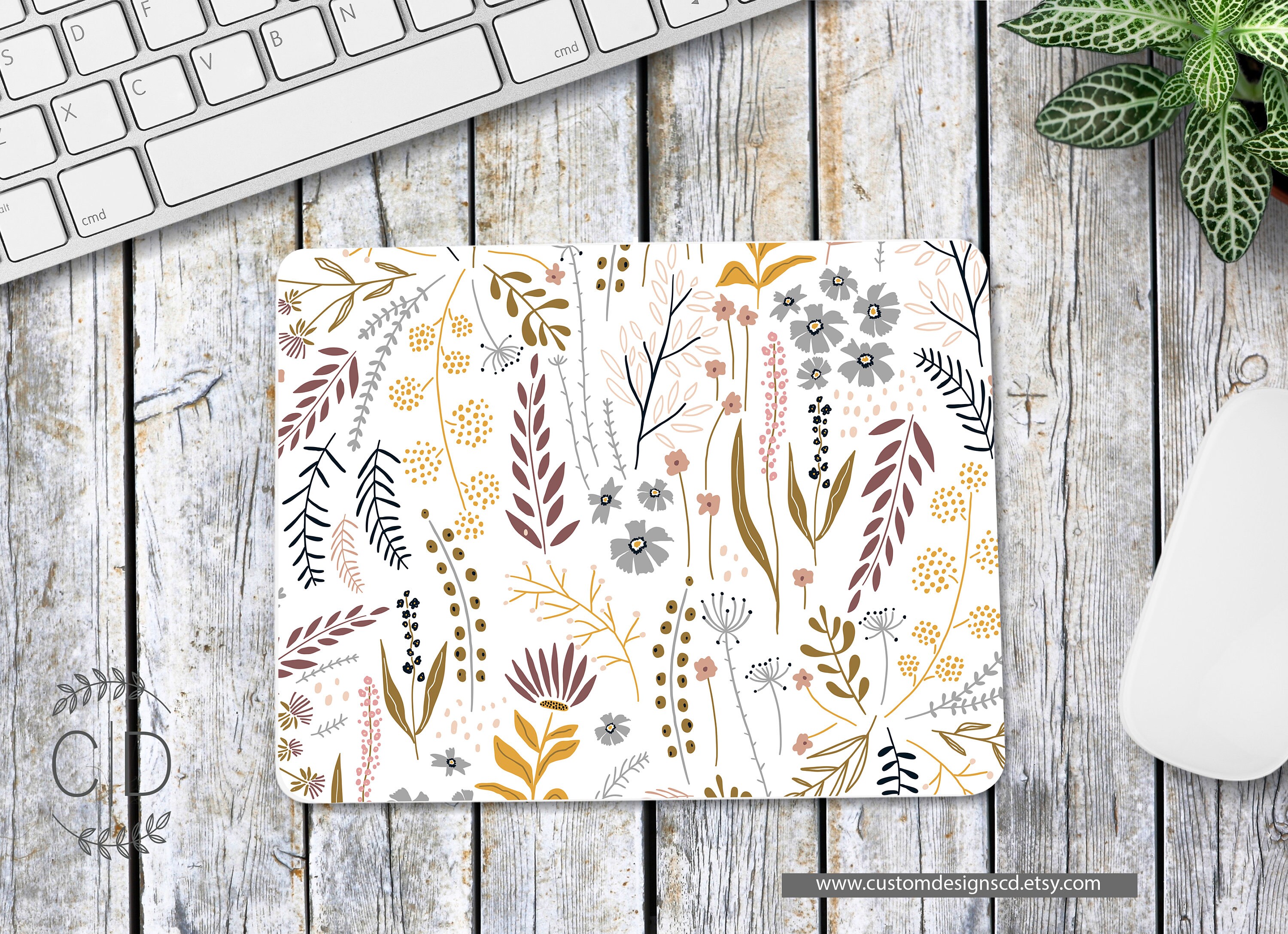 Mouse Pad Floral Mouse Pad Floral Mouse Pad Office Mouse Pad Etsy