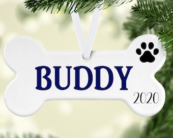 Personalized Dog Ornament-Christmas Gift for Dog-New Dog Owner Gift Dog Bone Ornament-Custom Dog Ornament - Dog Mom Gift