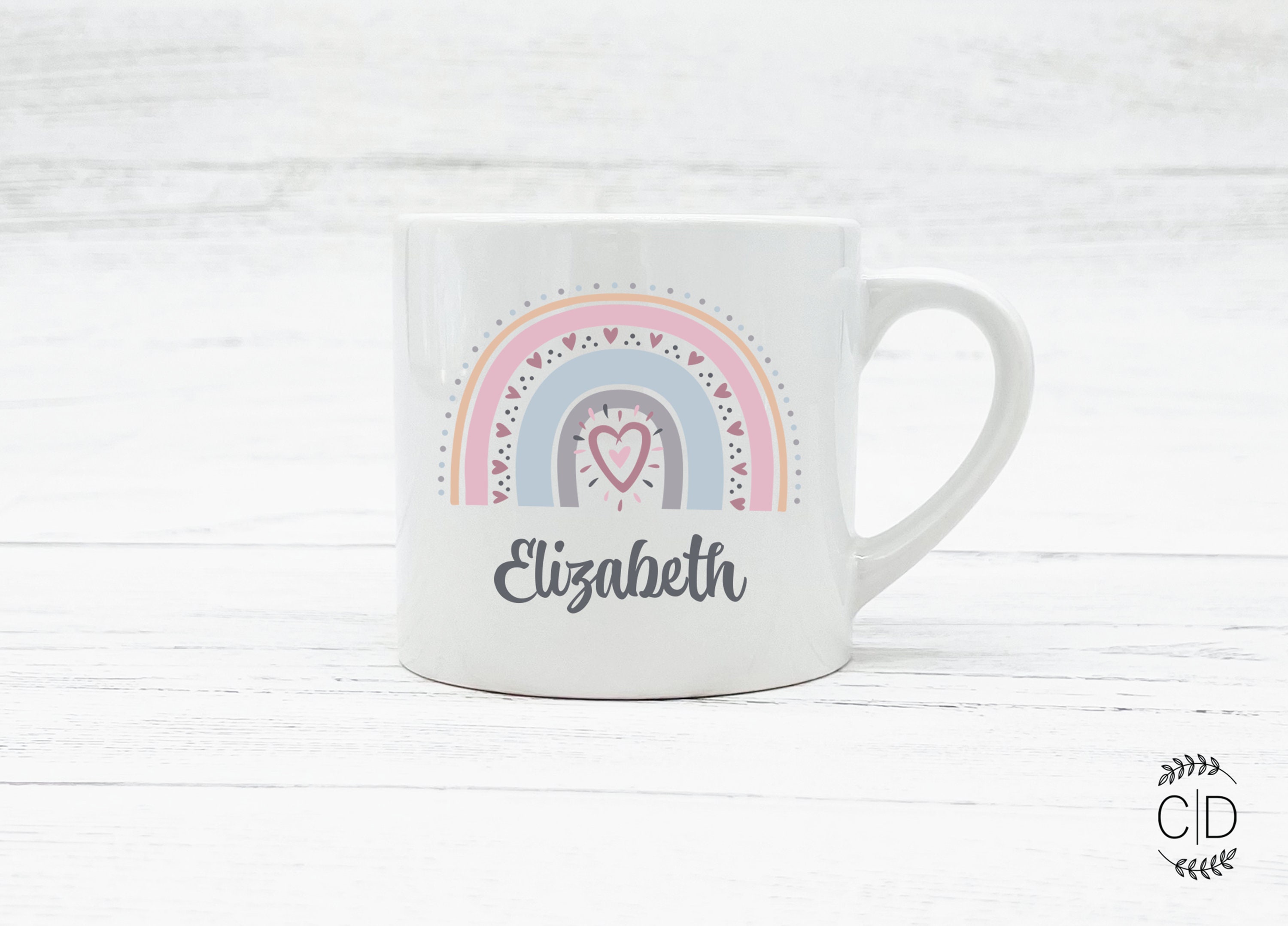 Kids Personalized Mug- Children Mug- Name Custom Gift - Rainbow Mug -…
