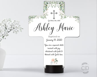 Christening Gift for Baby | Personalized Cross Baptism Gift for Child | Baby Shower Gift Child | Wall Cross | Custom Baptismal Cross